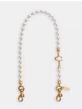 Coach White Pearl and Gold Chain Strap